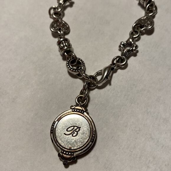 Brighton vintage silver‎ circle charm bracelet on link chain - Picture 3 of 4